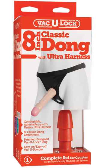 Classic 8 Inch Dong With Ultra Harness